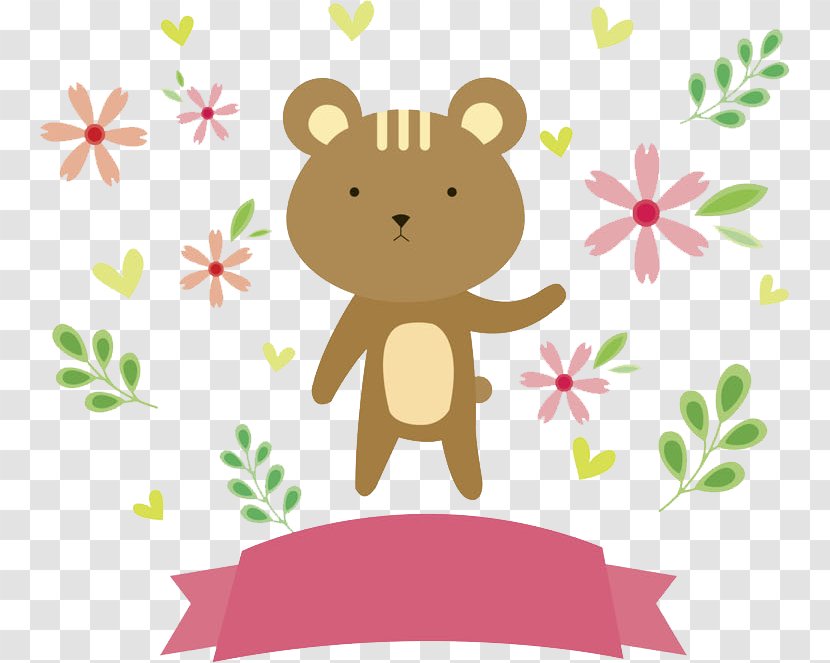 Bear Clip Art - Watercolor - Flowers Transparent PNG