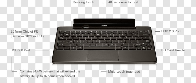 Computer Keyboard Numeric Keypads Touchpad Laptop Netbook - Asus Eee Pad Transformer Transparent PNG