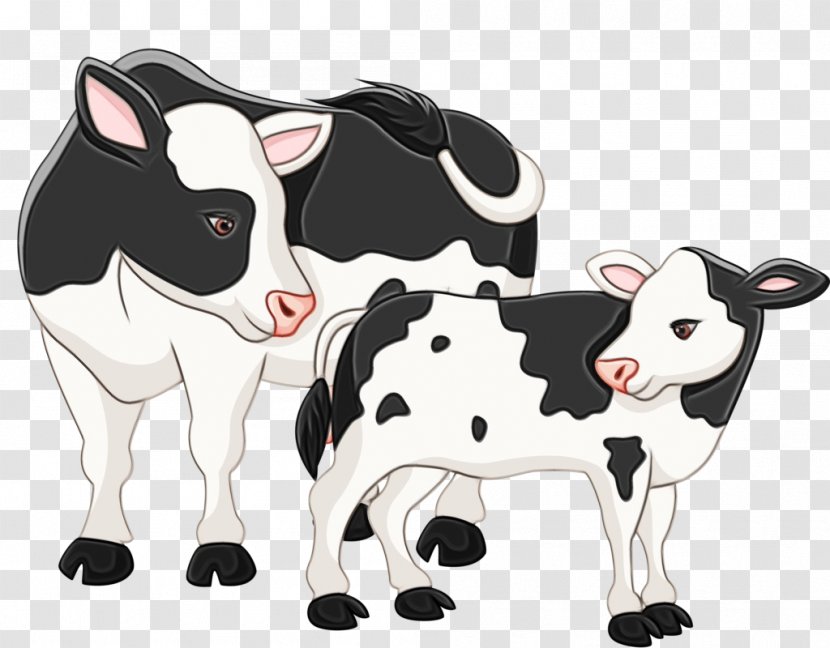 Dairy Cow Bovine Cartoon Animal Figure Calf - Livestock - Cowgoat Family Blackandwhite Transparent PNG