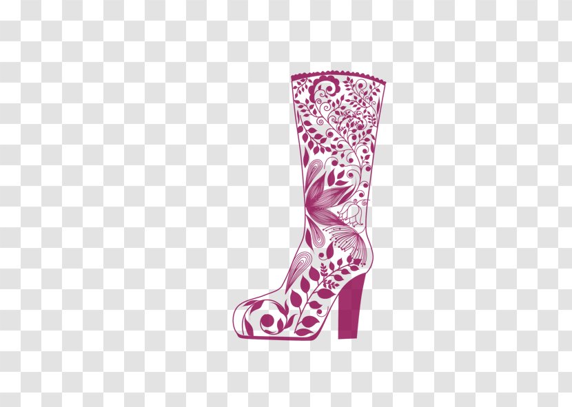 Shoe Boot High-heeled Footwear - Skate - Hand-painted Boots Transparent PNG