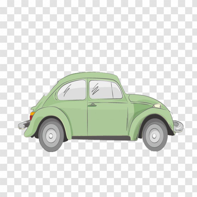 Vintage Car Illustration - Drawing - Mint Green Transparent PNG