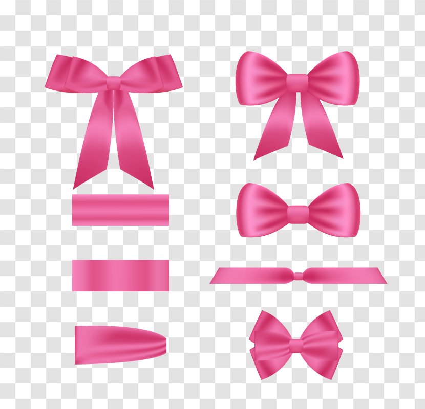 Pink Ribbon Clip Art - Royaltyfree - Vector Bow Transparent PNG
