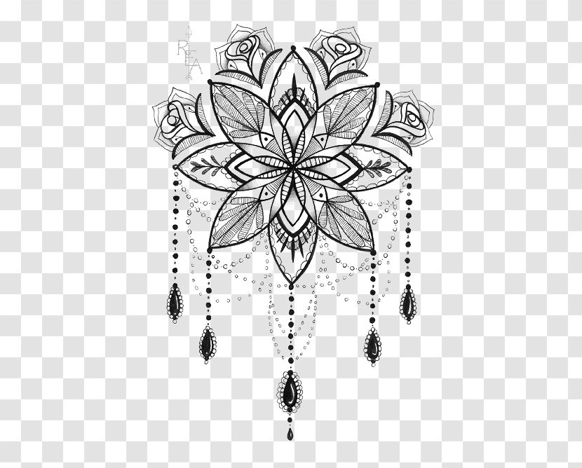 Tattoo Artist Mandala Drawing - Black And White - Lotus Print Transparent PNG