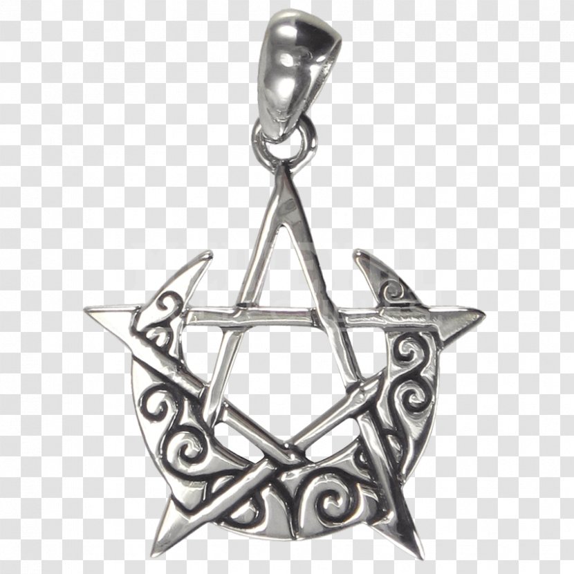Locket Earring Silver Pentacle Pentagram - Wicca Transparent PNG
