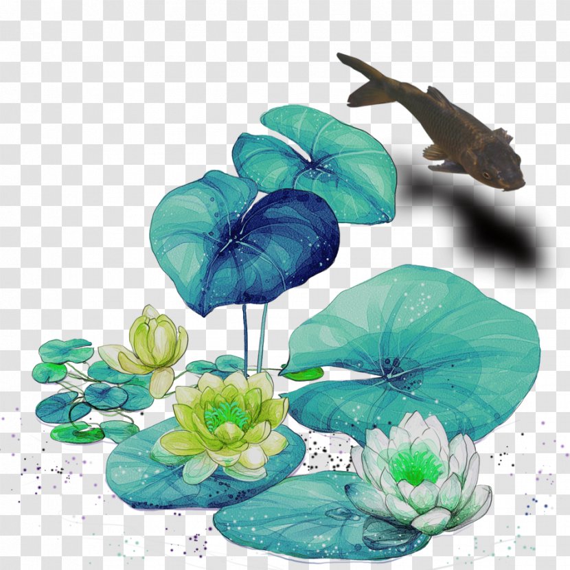 Butterfly Nelumbo Nucifera Cartoon Water Lilies - Poster - Hand-painted Flowers Transparent PNG