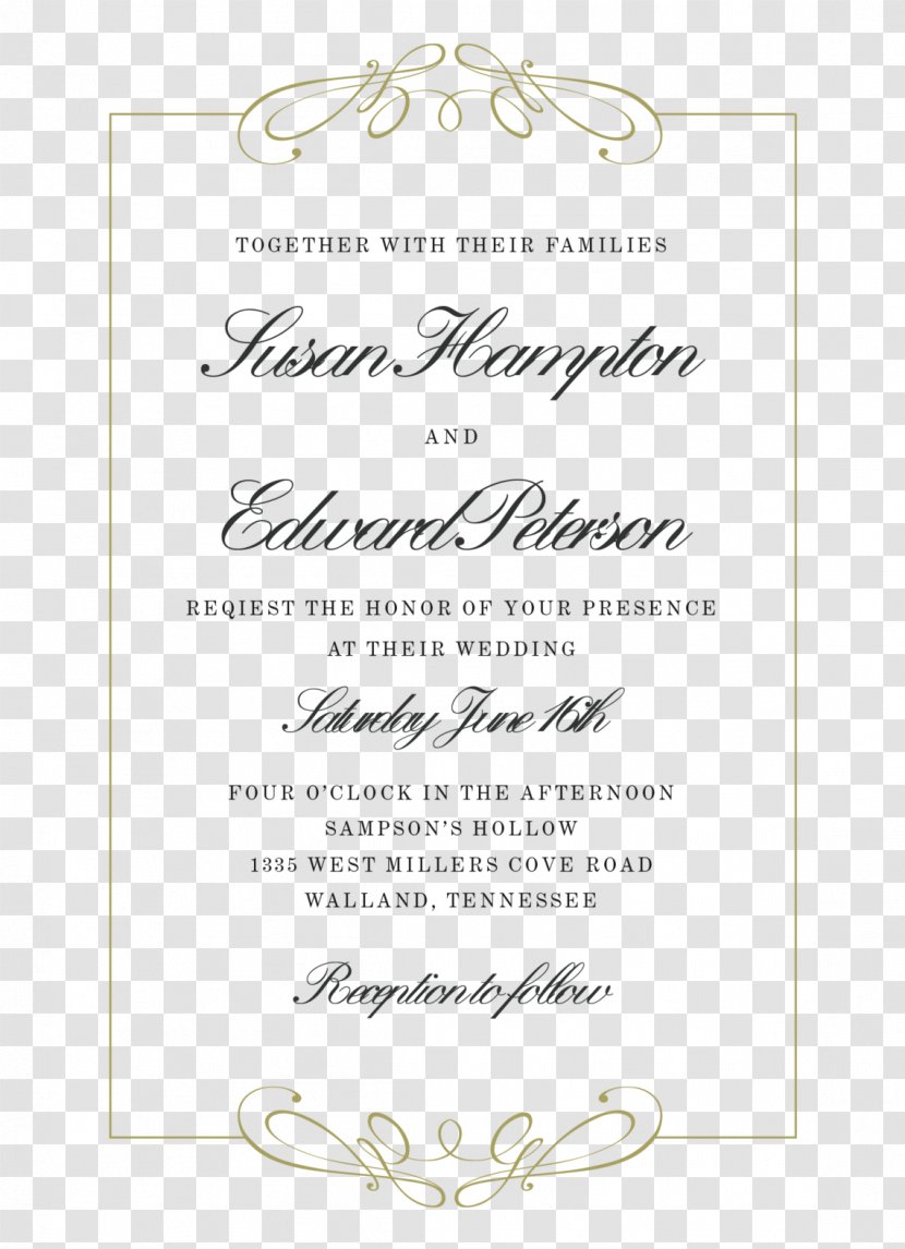 Wedding Invitation Convite Calligraphy - Watercolor - Vintage Style Transparent PNG