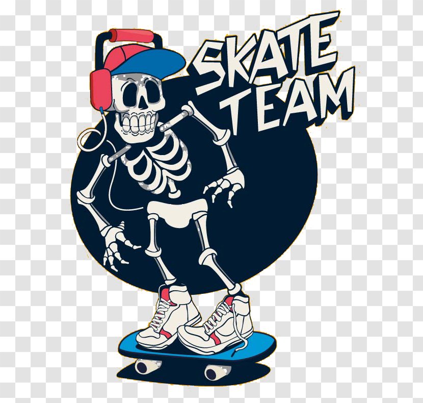 T-shirt Art Illustration - Skateboarding Equipment And Supplies - Vector Skull Transparent PNG