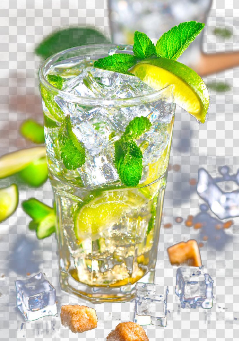 Mojito Rebujito Cocktail Vodka Tonic Gin And - Lemon - Ice Cubes Transparent PNG