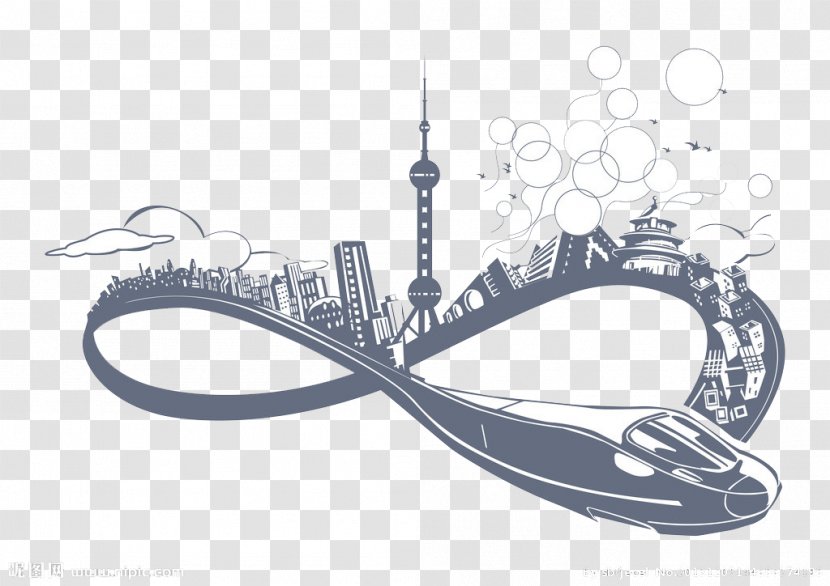 Oriental Pearl Tower Train Logo Silhouette - Hand-painted Transparent PNG