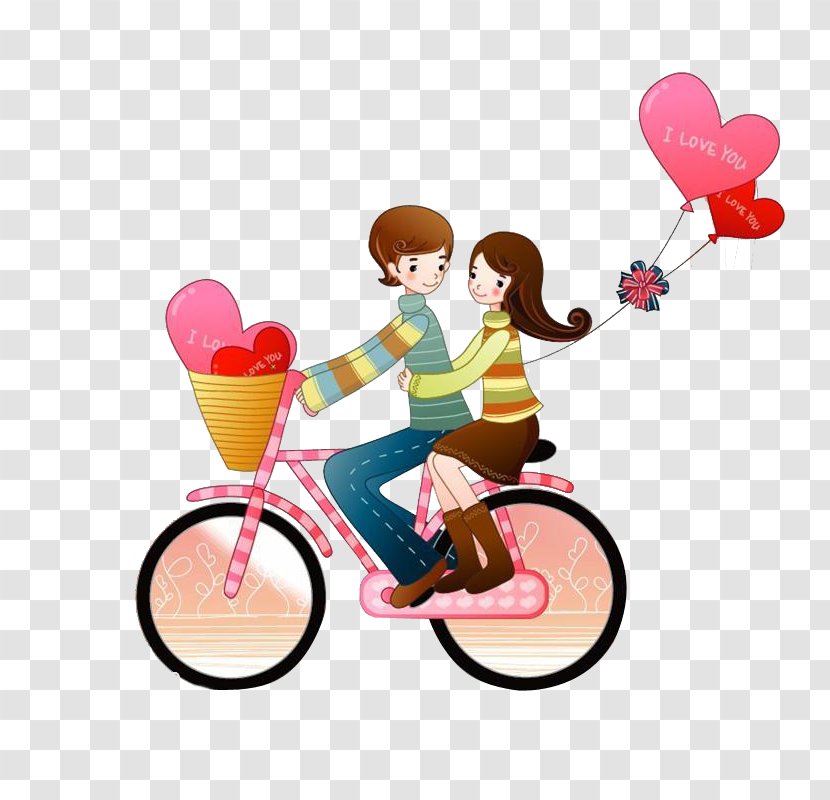 Cartoon Stock Illustration - Bicycle - Valentine's Day Creative Transparent PNG
