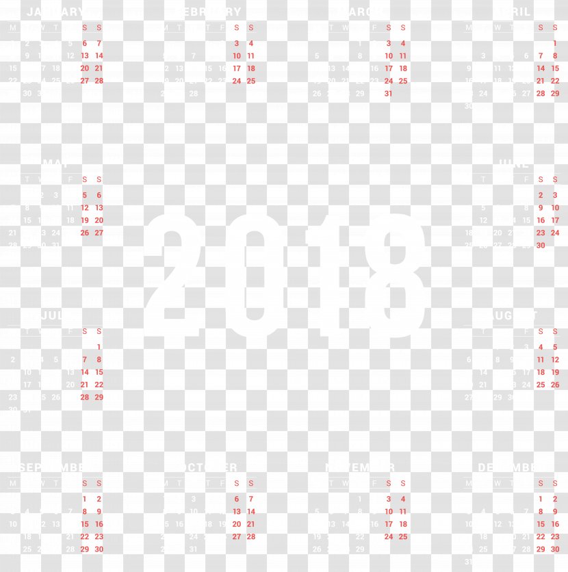 Red Area Pattern - Transparent 2018 Calendar Image Transparent PNG