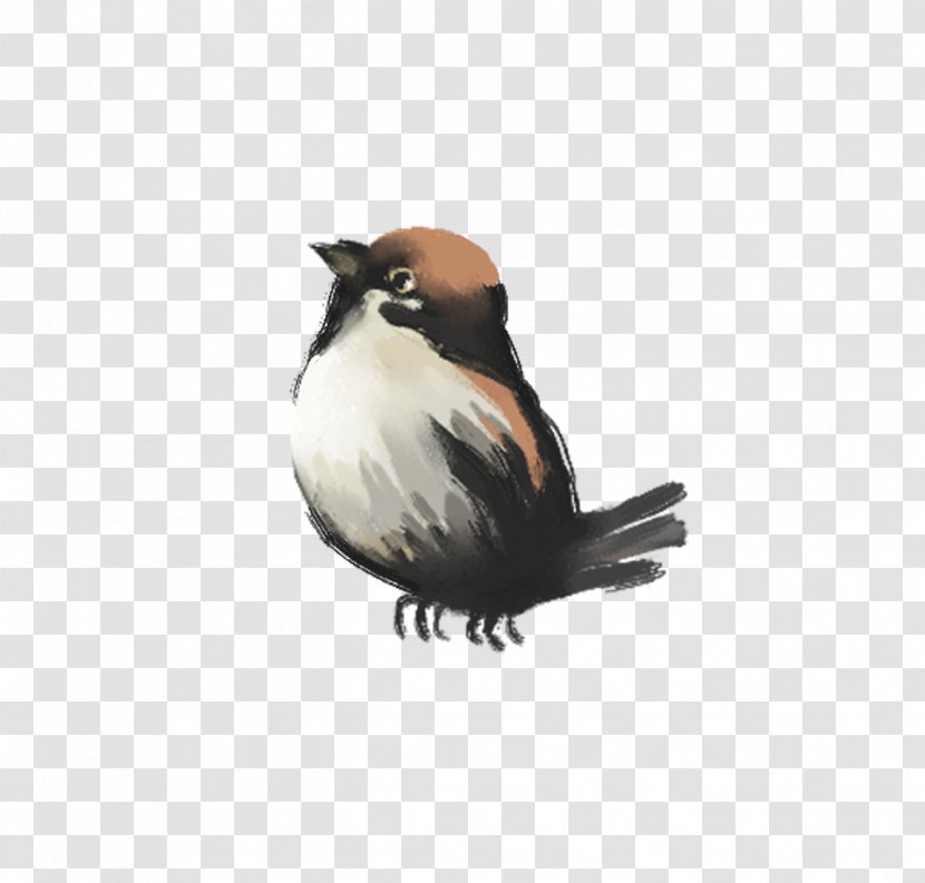 Bird Ink Painting Drawing - Wing - Free Hand-drawn Cartoon Sparrow Matting Transparent PNG