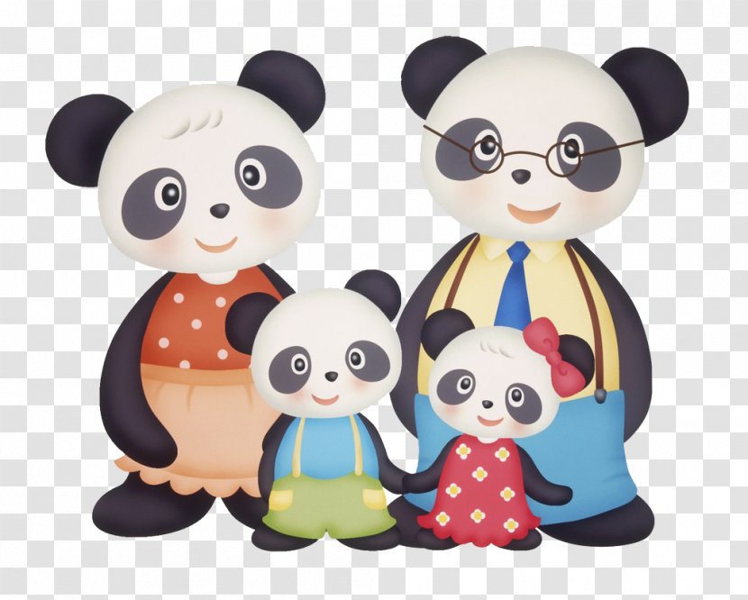 Giant Panda Bear Cartoon - Flower - Family Transparent PNG