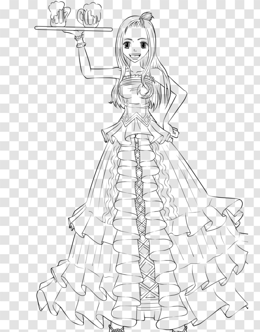 Gown White Line Art Sketch - Standing Transparent PNG