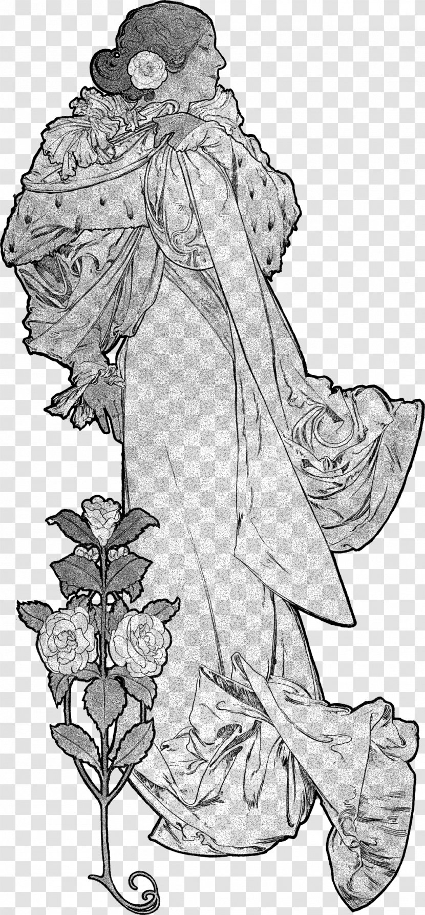 The Lady Of Camellias Line Art Sketch - Shoe - Halftones Transparent PNG