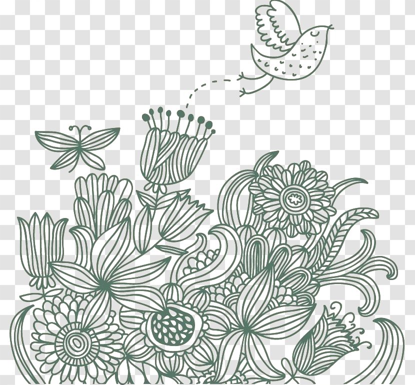 Bird Cartoon Drawing Illustration - Leaf - Flowers Transparent PNG