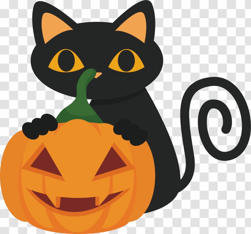 The Black Cat Whiskers Clip Art - Snout - Playing Pumpkin Transparent PNG