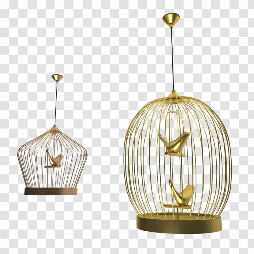 Birdcage 3D Computer Graphics Autodesk 3ds Max - Lamp - Golden Iron Cage Decoration Transparent PNG