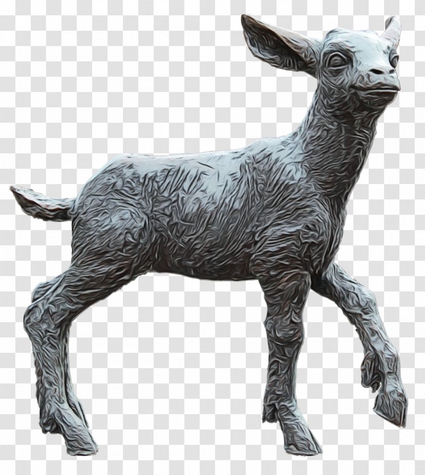 Sheep Deer Goat Sculpture Terrestrial Animal - Art - Metal Transparent PNG