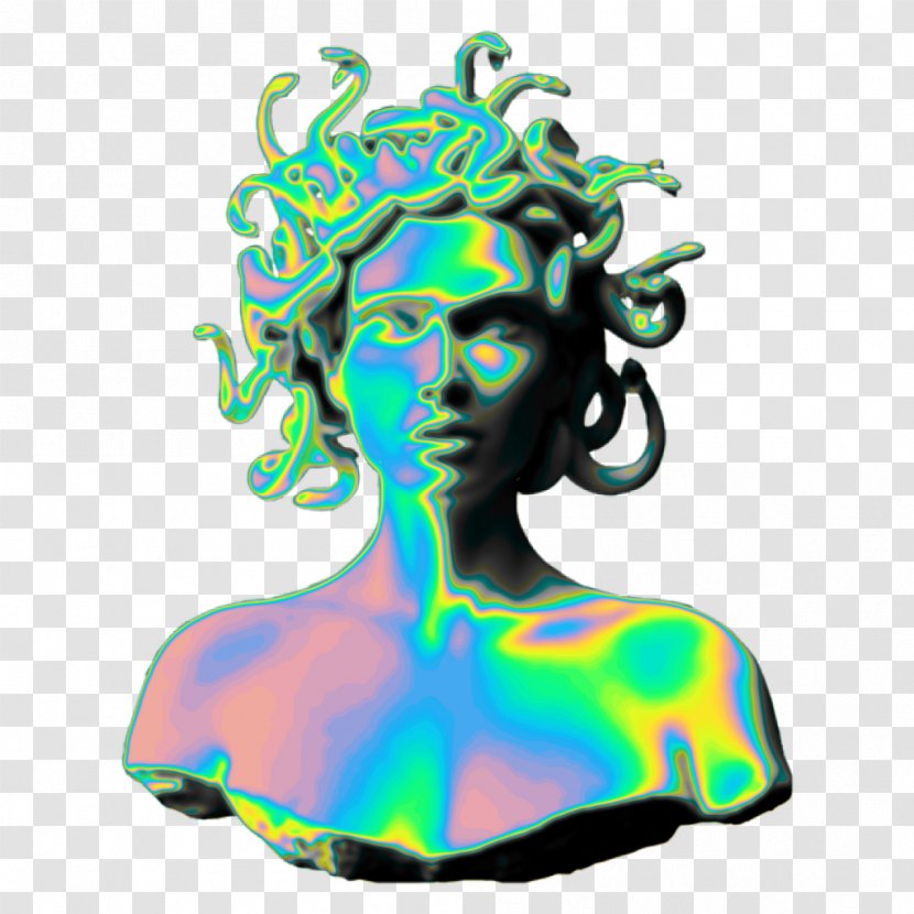 Vaporwave Aesthetics Image Photography - Mythical Creature - Holo Stamp Transparent PNG