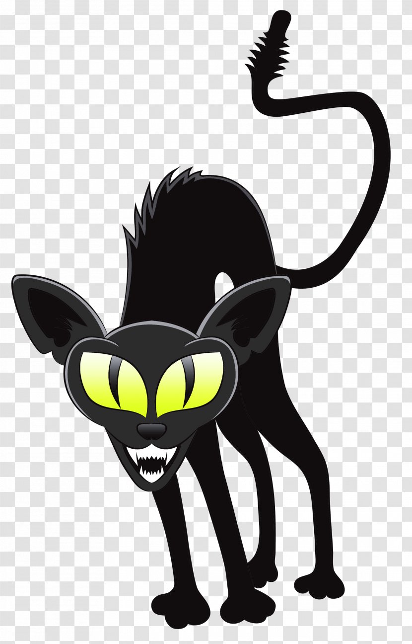 Black Cat Halloween Cartoon Clip Art - Card - Witch Transparent PNG