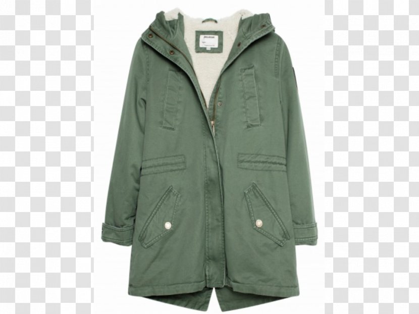 Zadig Overcoat Clothing Jacket Parka - Tree - Khaki Green With Hood Transparent PNG