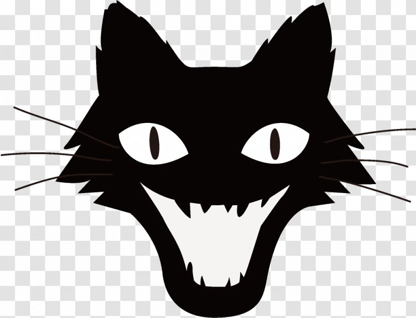 Black Cat Halloween - Face - Tooth Snout Transparent PNG