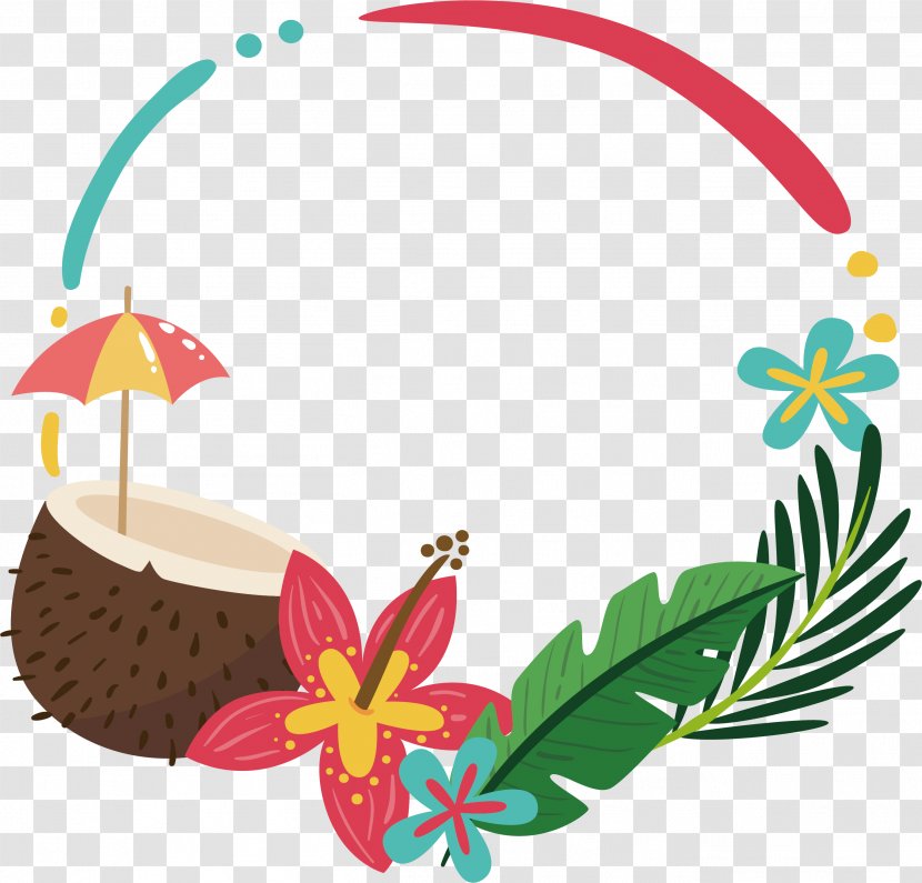 Clip Art - Petal - Coconut Palm Summer Border Transparent PNG