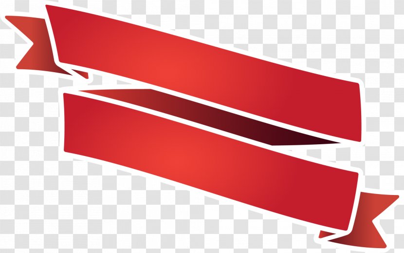 Red Ribbon - Gradient - Hand Painted Scroll Transparent PNG