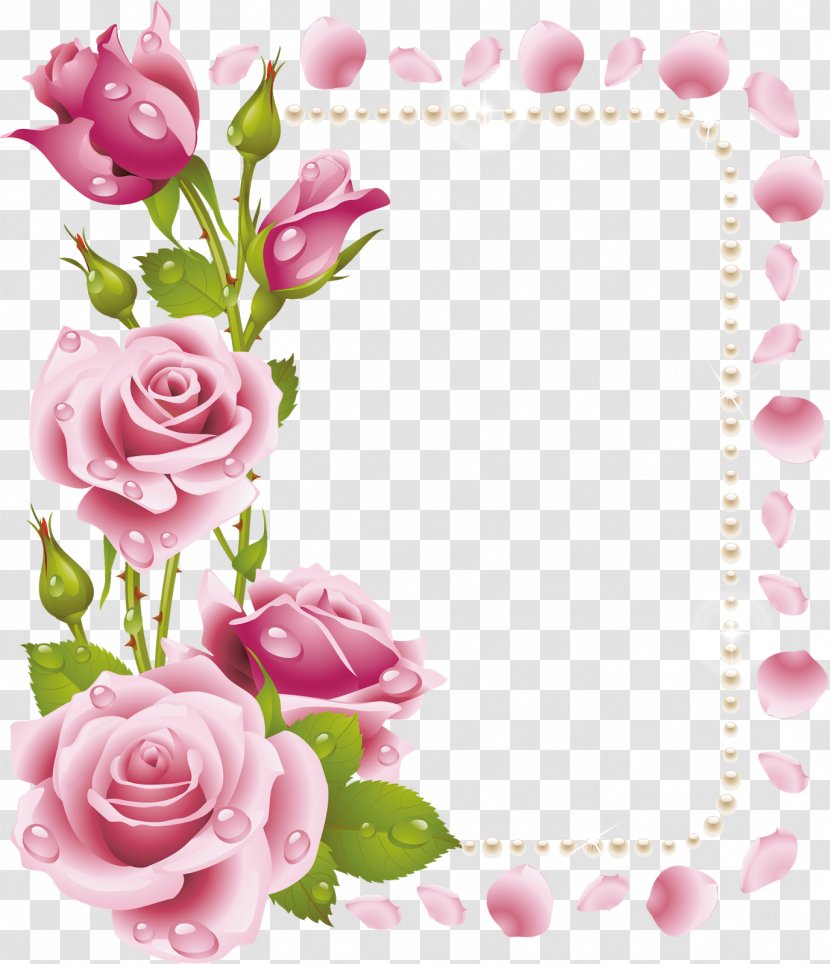 Rose Flower Picture Frames Pink Clip Art - Petal - Fuchsia Frame Transparent PNG