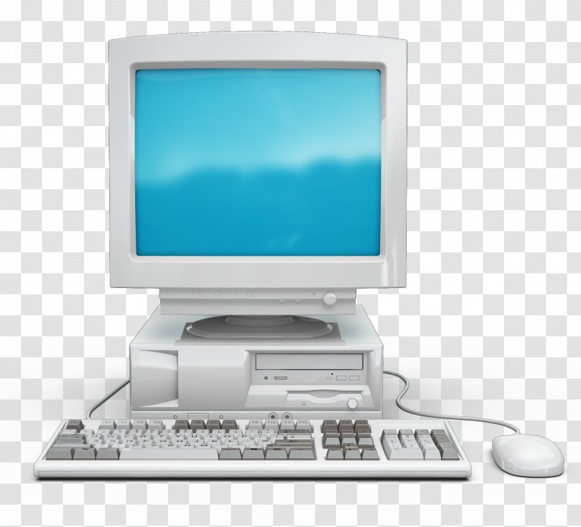 Computer Keyboard Monitor Desktop - Mockup - Old Display Transparent PNG