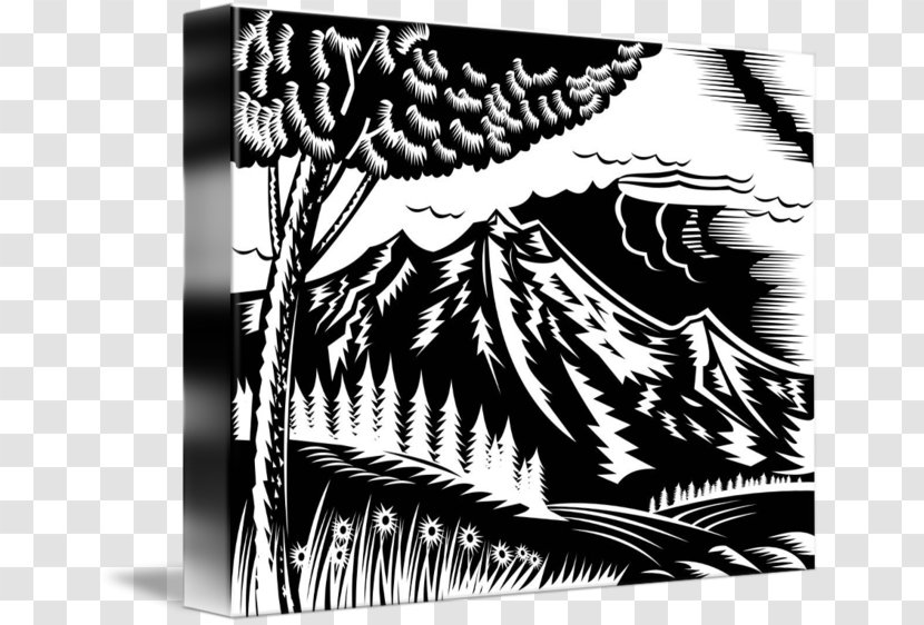Black And White Woodcut - Foreground Tree Transparent PNG