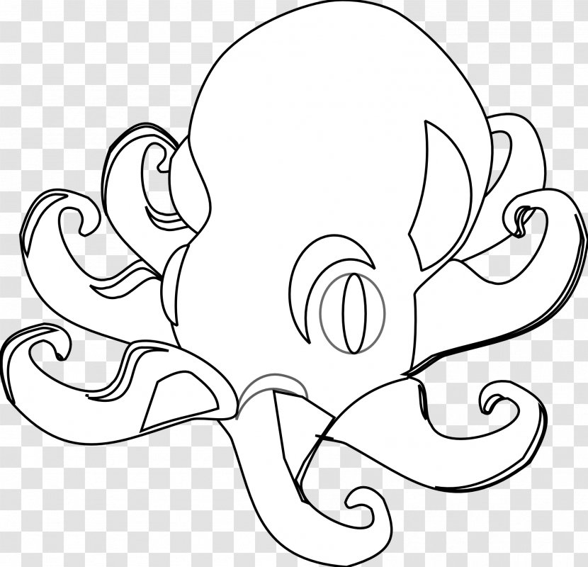 Black And White Octopus Drawing Clip Art - Heart - OCTOPUS Clipart Transparent PNG