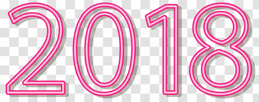 Sticker Clip Art - Number - 2018 Neon Style Pink Image Transparent PNG