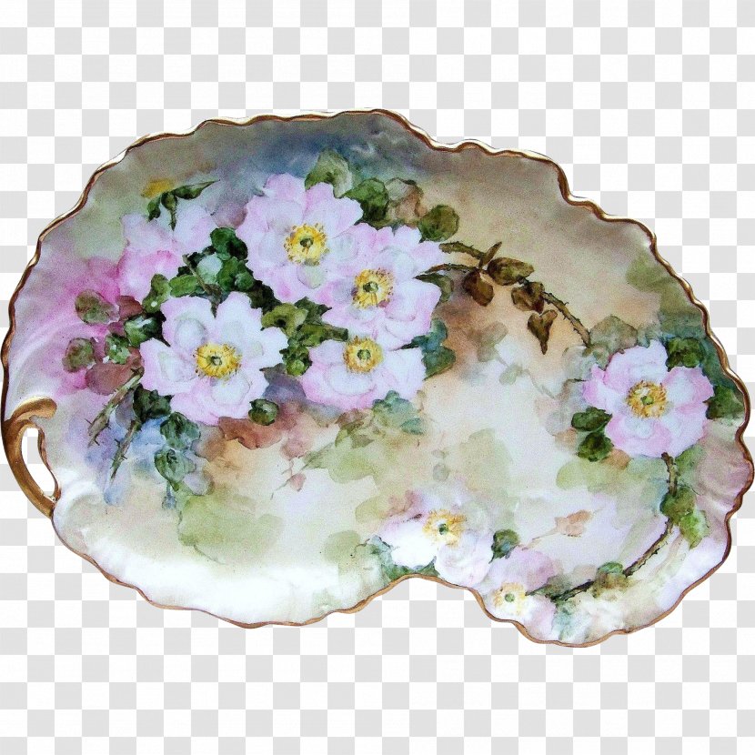 Plate Porcelain Flowerpot - Tableware - Hand Painted Hydrangea Transparent PNG