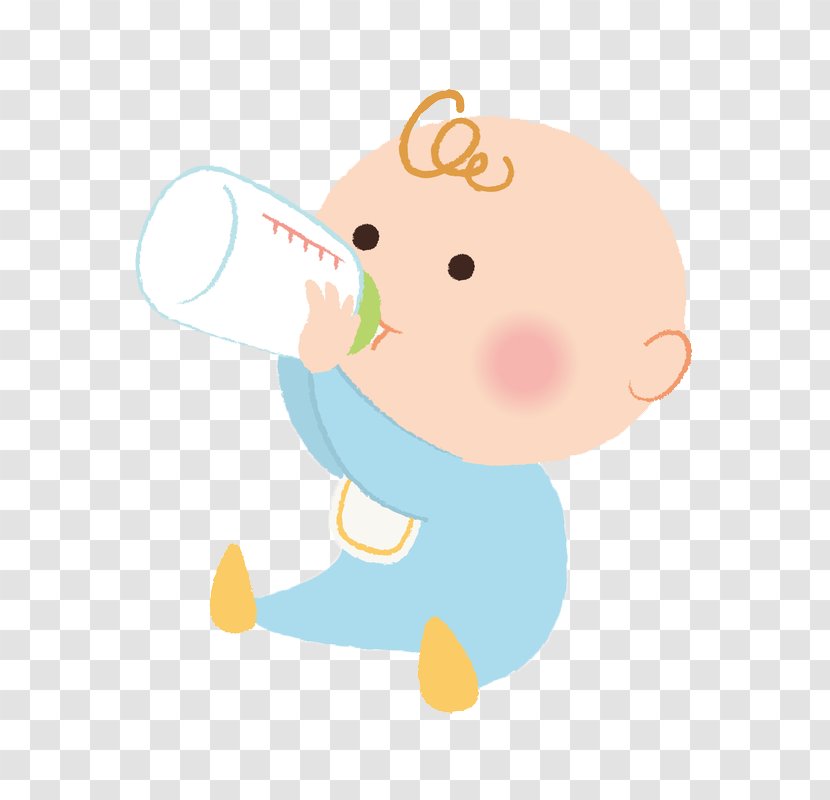 Milk Infant Child Illustration - Art - Cute Cartoon Baby Eating Bottle  Transparent PNG