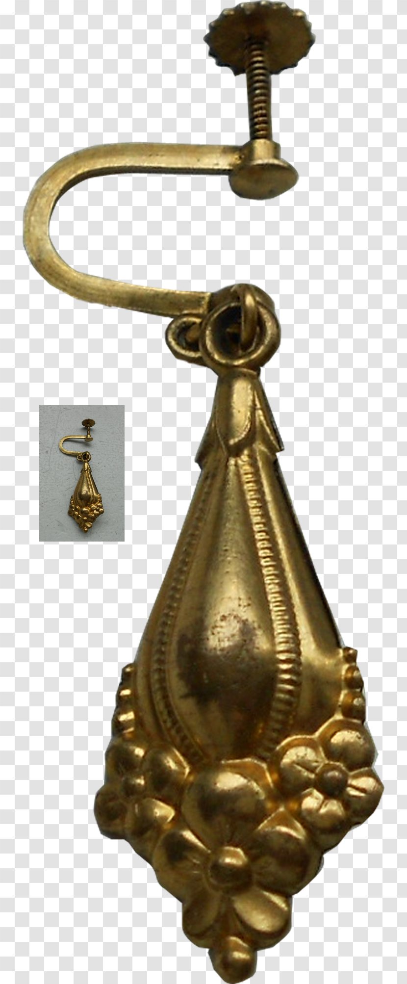 01504 Bronze Material Artifact Ghanta - Gold Earring Transparent PNG