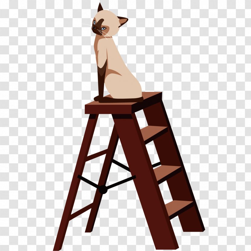 Ladder Cartoon - Designer - On The Cat Transparent PNG