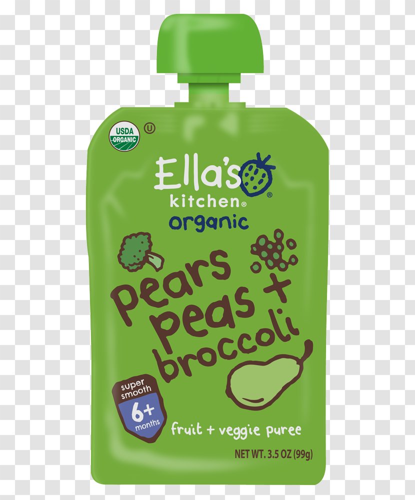 Baby Food Organic Ella's Kitchen Purée Pea - Green Bean - Broccoli Juice Transparent PNG