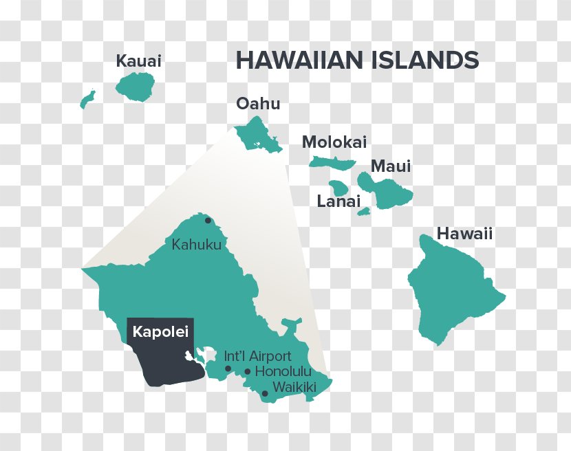 Hawaii Kauai Oahu Molokai Island - Expand The Map Transparent PNG