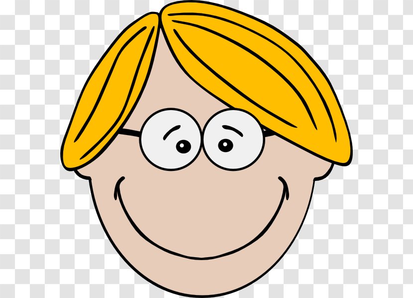 Smiley Blond Clip Art - Yellow - Boy With Glasses Transparent PNG