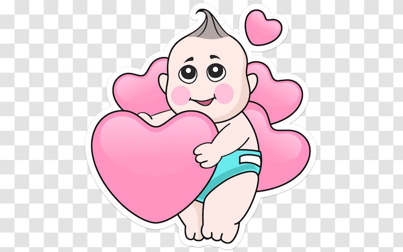 Cartoon Pink Heart Cheek Finger - Thumb Love Transparent PNG