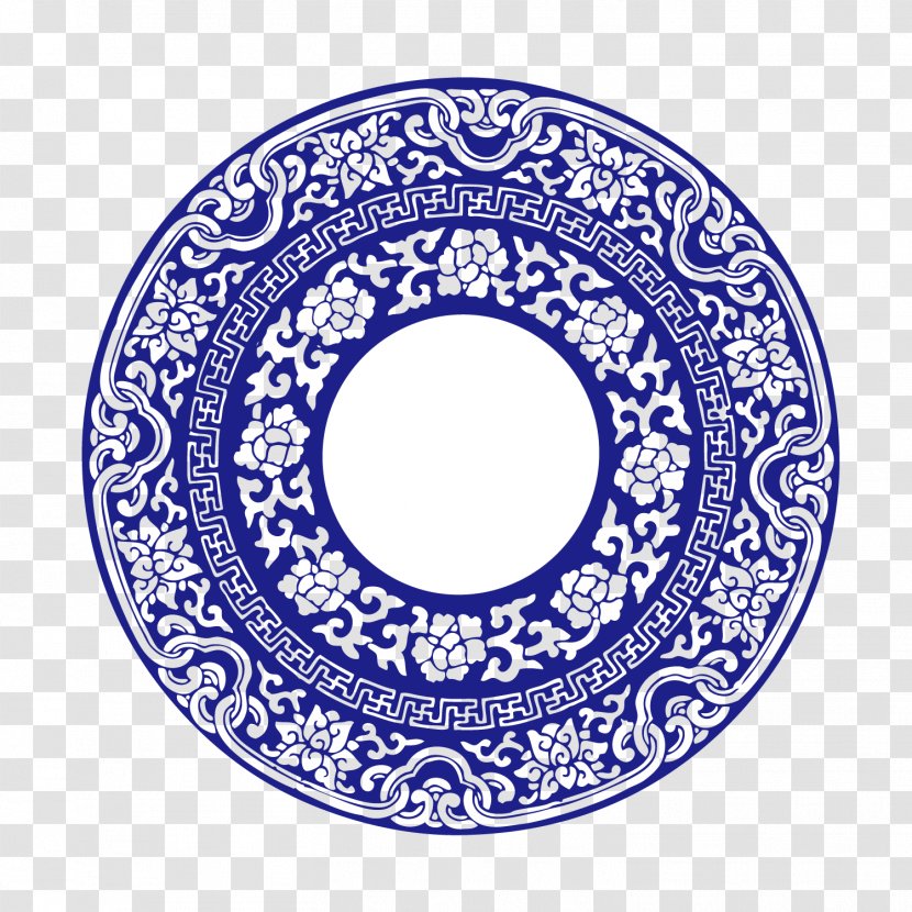 Blue And White Pottery Circle Image Disk Porcelain - Decorative Arts - Bluebackground Button Transparent PNG