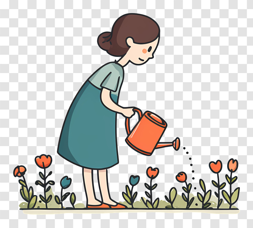 Woman Watering Flowers Transparent PNG