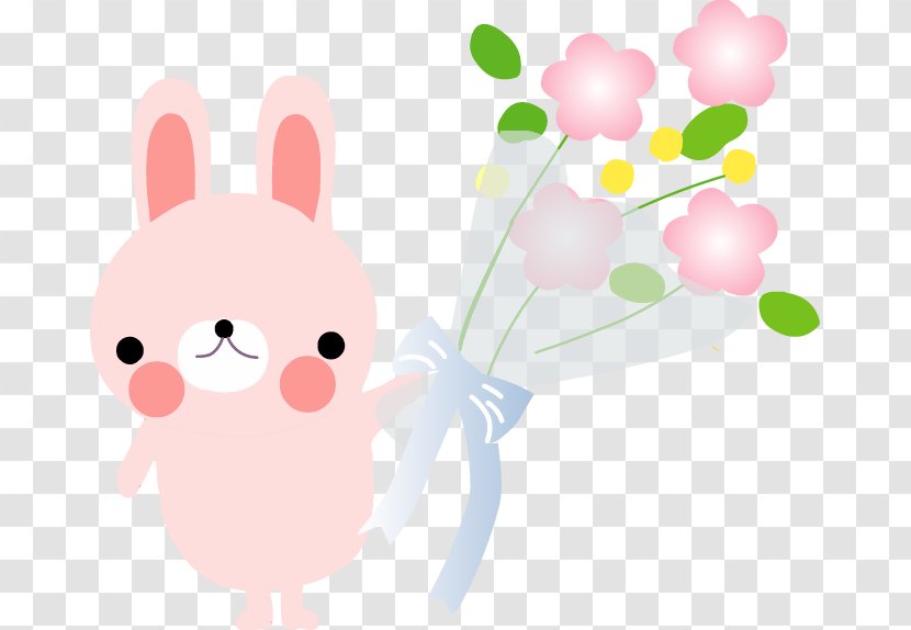 Cartoon Flower Wedding Anniversary Rabbit Drawing - Pink - Underwear Transparent PNG