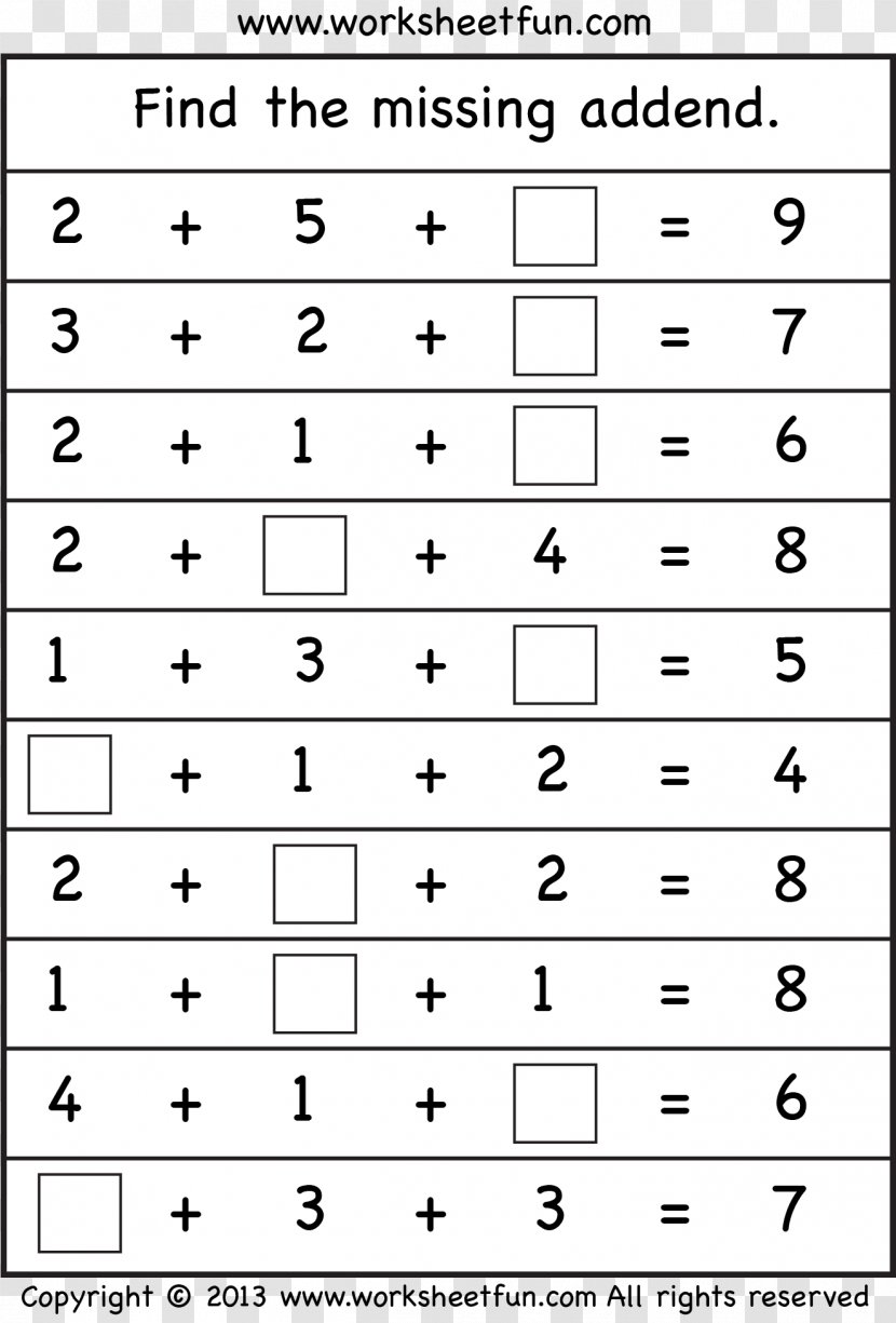 Mathematics Worksheet Addition Key Stage 2 Number - Cartoon Transparent PNG