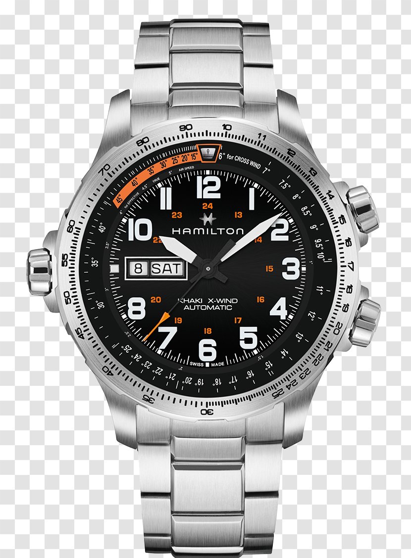 Hamilton Men's Khaki Aviation X-Wind Auto Chrono Watch Company Bracelet Strap - Steel Transparent PNG