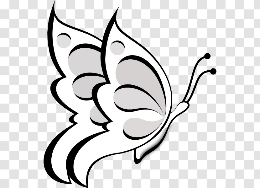 Butterfly Papillon Dog Free Content Clip Art - Monochrome - Outlines Transparent PNG