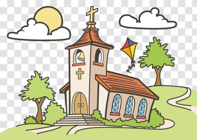 Drawing Church Spot The Difference - Line Art Transparent PNG