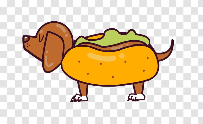 Dachshund Hot Dog Chinese Sausage Fast Food - Cartoon Transparent PNG